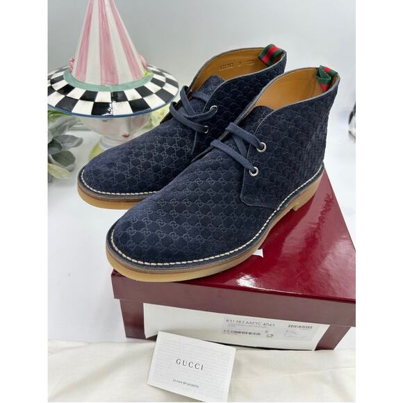Men\'s Gucci MOREAU GG suede ankle boots size 8 fits 8.5 US made in Italy main image 9